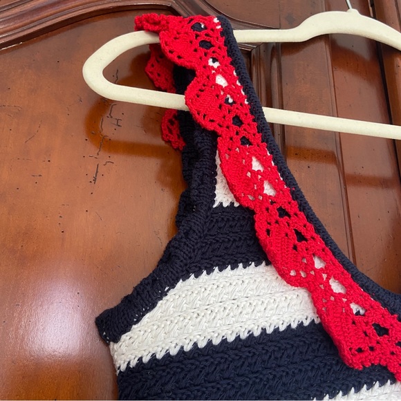 P_Jean by PINKO Crochet Cotton Stripe Knit Tank | Small - Picture 5 of 10